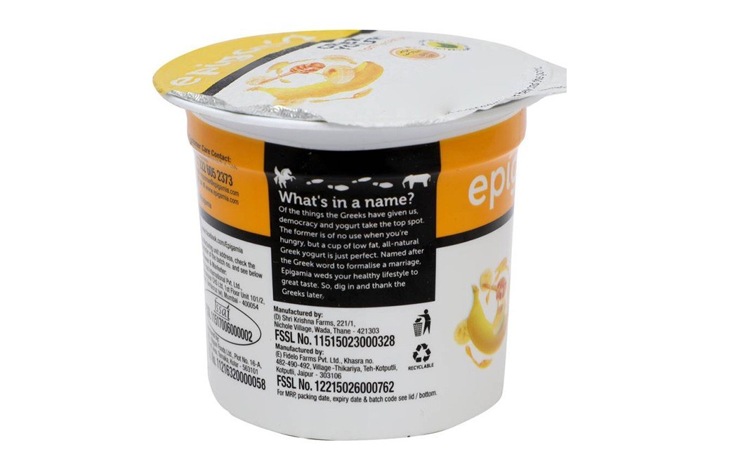 Epigamia Green Yogurt Honey Banana   Cup  90 grams